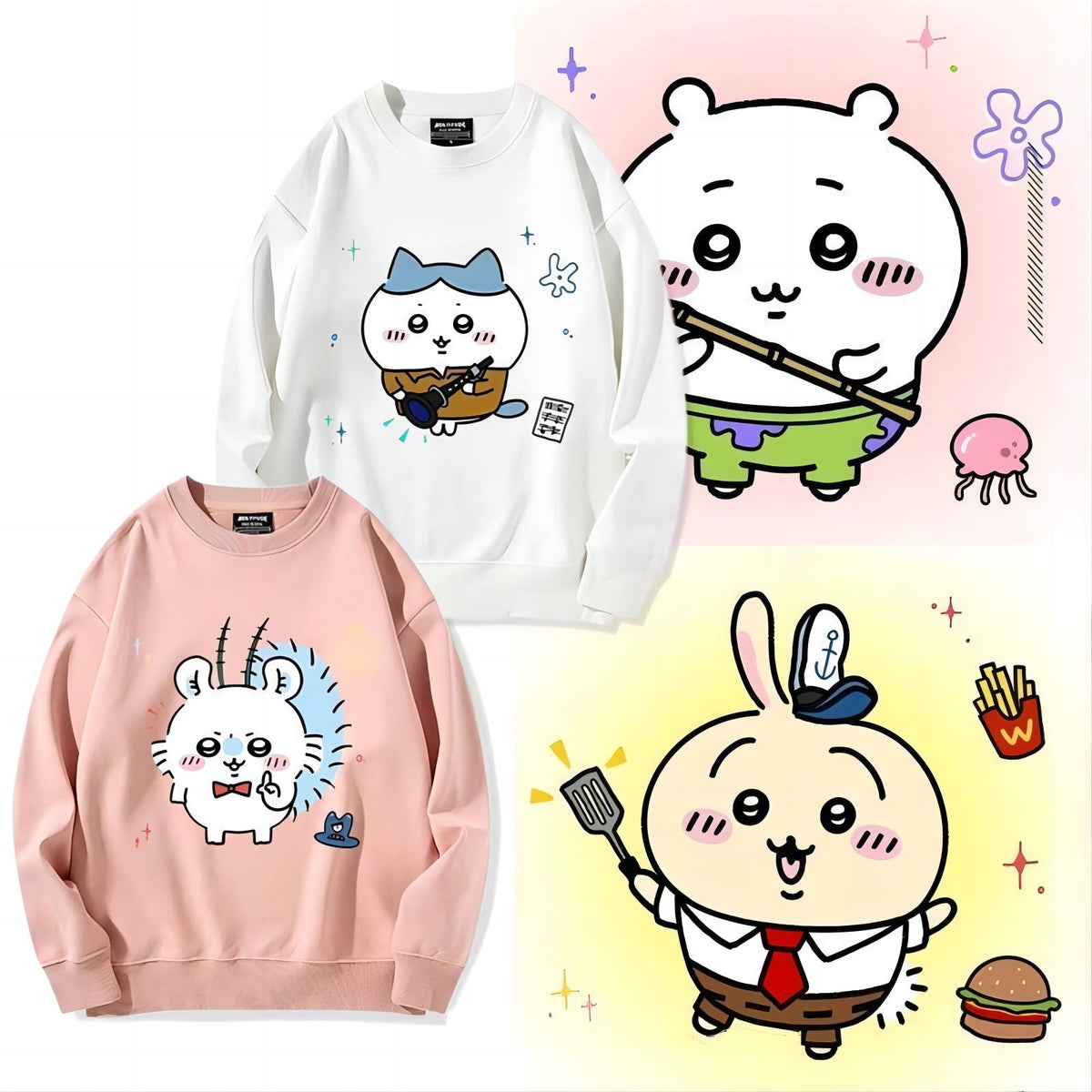 可愛いキャラ ゆるかわ トップス スポンジ・ボブ コラボ ユニセックス 長袖 スウェット