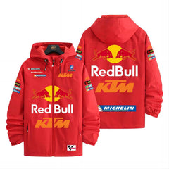 バイカースタイル アウター スポンサー風プリント メンズ 防風 防寒 レーシングジャケット