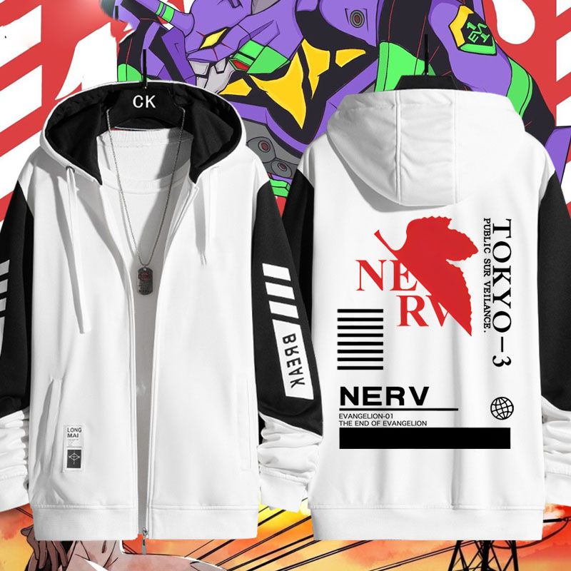 キャラクター トップス  NERV ユニセックス 長袖 パーカー