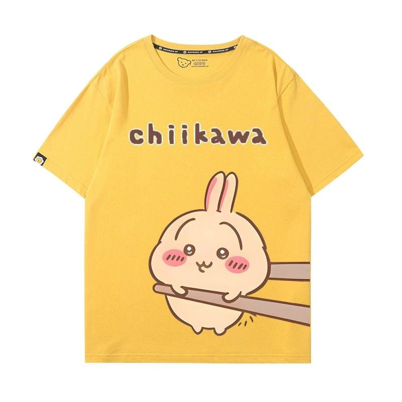 ちいかわシリーズ トップス 箸で挟まれる ウサギ ユニセックス 半袖Ｔシャツ