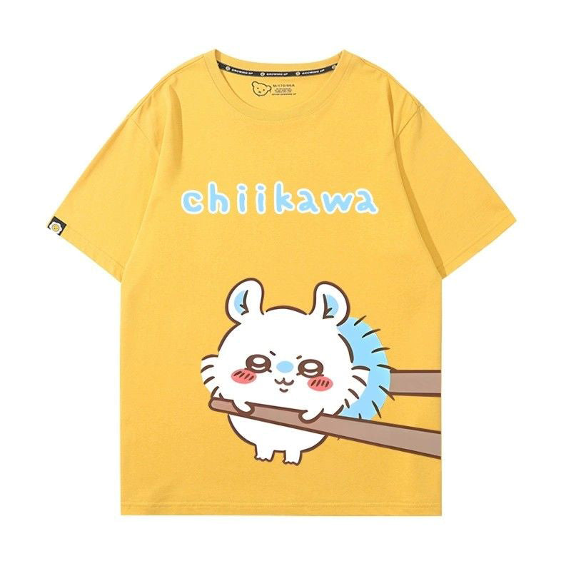 ちいかわシリーズ トップス 箸で挟まれる モモンガ ユニセックス 半袖Ｔシャツ
