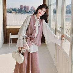 シャツ＆ベスト＆スカート レディース セットアップ