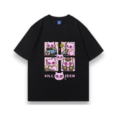 スタンド使い イラスト トップス Killer Queen ネコ爆弾 ユニセックス 半袖Ｔシャツ