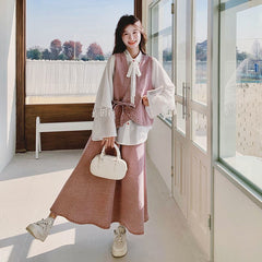 シャツ＆ベスト＆スカート レディース セットアップ