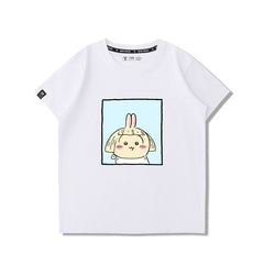 可愛いキャラ ゆるかわ トップス 散髪 ユニセックス 半袖Ｔシャツ