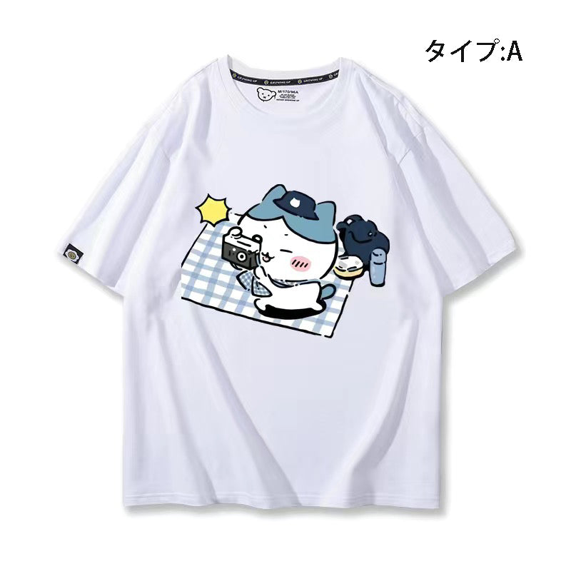 可愛いキャラ ゆるかわ トップス ピクニック ユニセックス 半袖Ｔシャツ