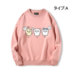 可愛いキャラ ゆるかわ トップス  興奮した気持ち ユニセックス 長袖 スウェット