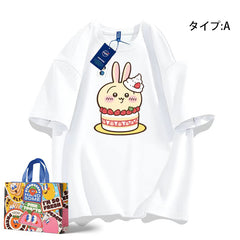 可愛いキャラ ゆるかわ トップス ケーキ ユニセックス 半袖Ｔシャツ