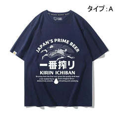 ビールモチーフ グラフィック トップス 一番搾り ユニセックス 半袖Ｔシャツ