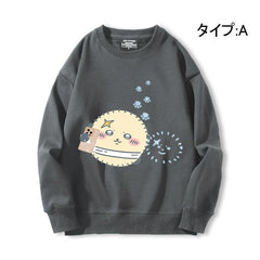 可愛いキャラ ゆるかわ トップス 肖像写真 ユニセックス 長袖 スウェット