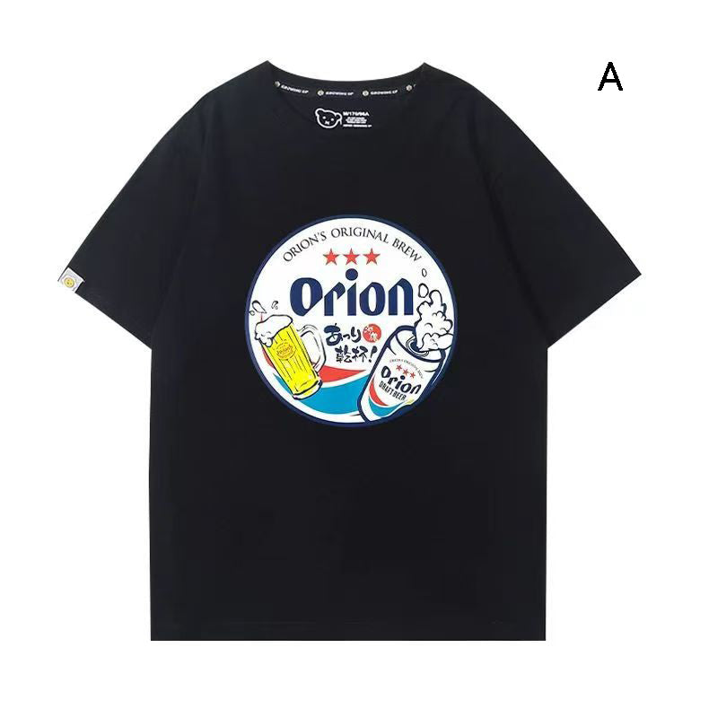 ビールモチーフ グラフィック トップス ビール大好き ユニセックス 半袖Ｔシャツ