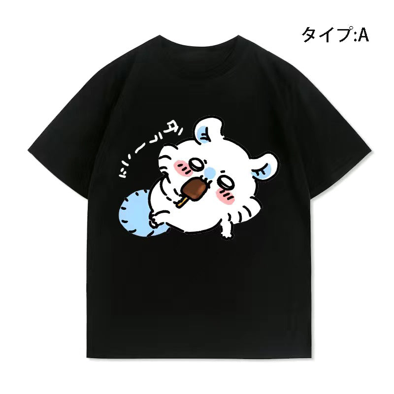 可愛いキャラ ゆるかわ トップス 食いしん坊 ユニセックス 半袖Ｔシャツ