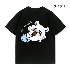 可愛いキャラ ゆるかわ トップス 食いしん坊 ユニセックス 半袖Ｔシャツ