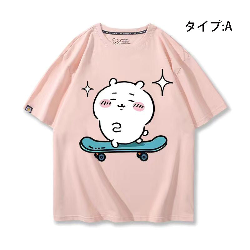 可愛いキャラ ゆるかわ トップス キックボード ユニセックス 半袖Ｔシャツ