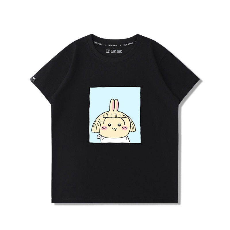可愛いキャラ ゆるかわ トップス 散髪 ユニセックス 半袖Ｔシャツ