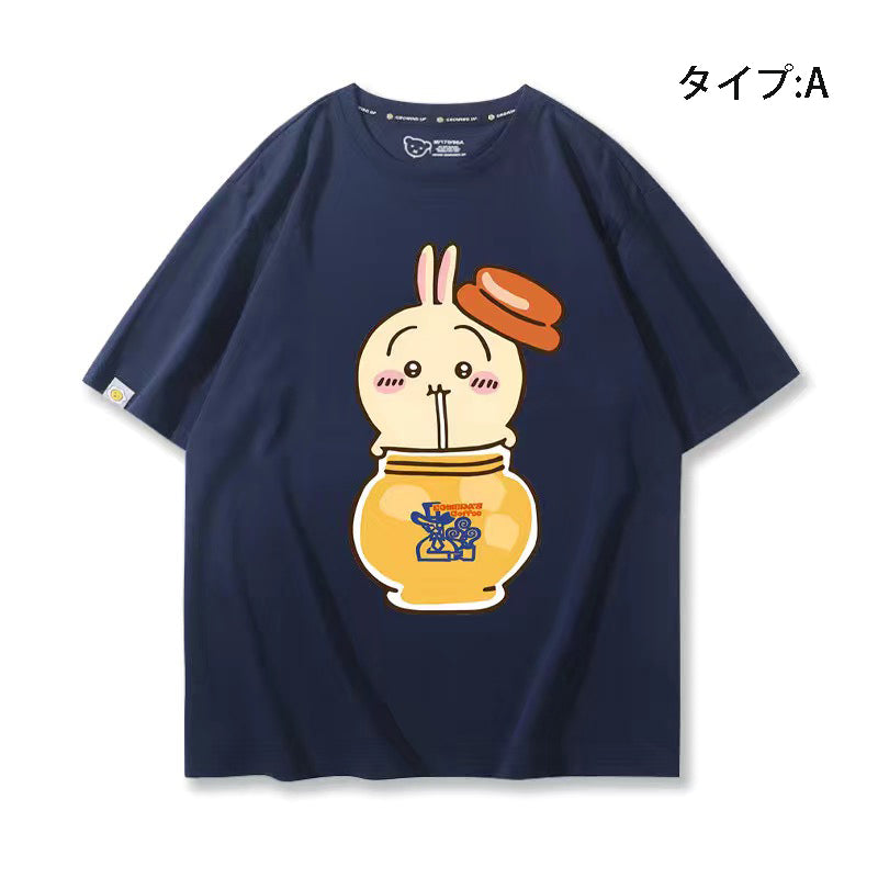 可愛いキャラ ゆるかわ トップス 美食 ユニセックス 半袖Ｔシャツ
