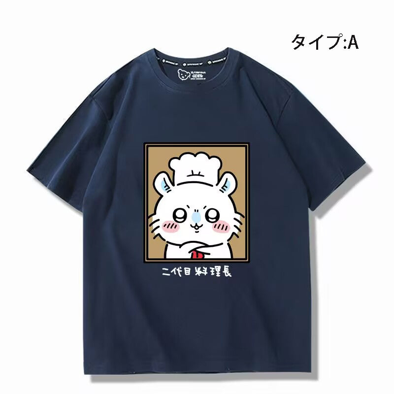 可愛いキャラ ゆるかわ トップス 初代と二代目料理長 ユニセックス 半袖Ｔシャツ