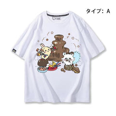 可愛いキャラ ゆるかわ トップス 日常 ユニセックス 半袖Ｔシャツ
