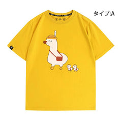 可愛いキャラ LUCKY DUCK アヒルさんトップス ユニセックス 半袖Ｔシャツ
