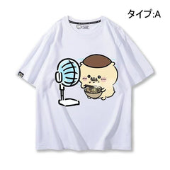 可愛いキャラ ゆるかわ トップス 扇風機 ユニセックス 半袖Ｔシャツ