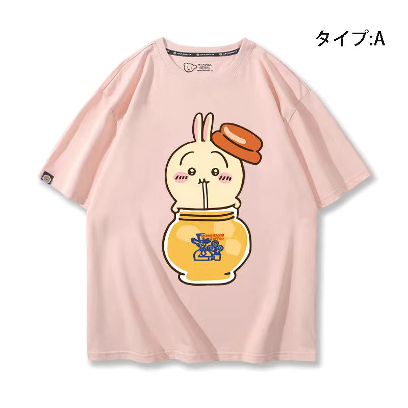 可愛いキャラ ゆるかわ トップス 美食 ユニセックス 半袖Ｔシャツ