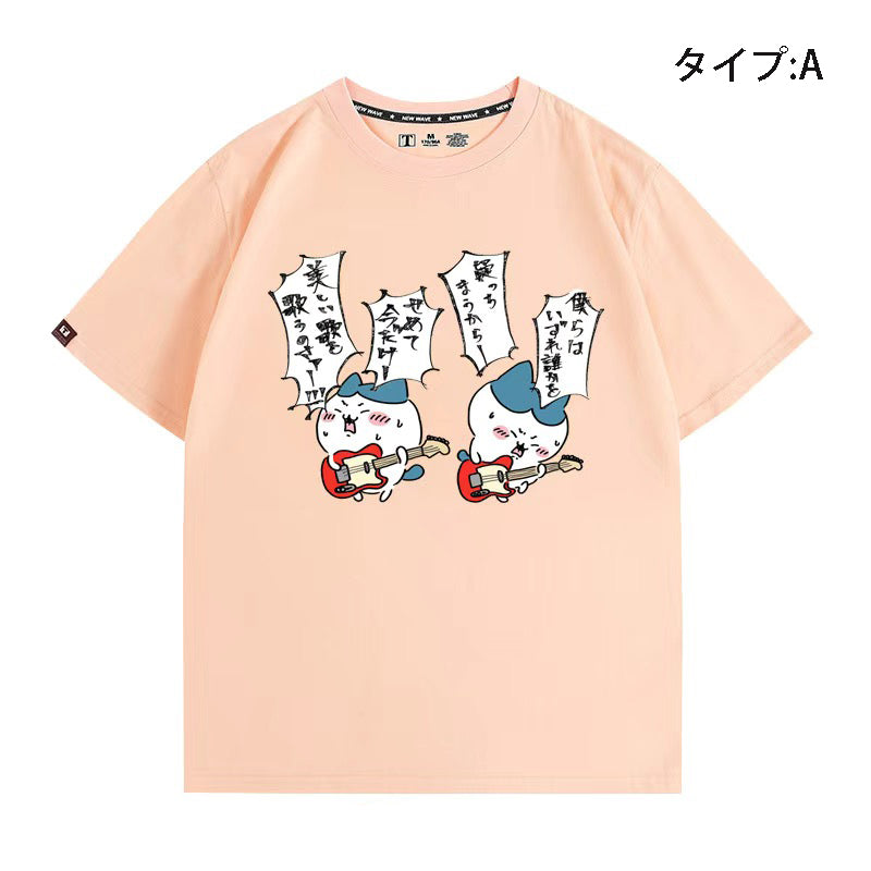 可愛いキャラ ゆるかわ トップス ギタリスト ユニセックス 半袖Ｔシャツ