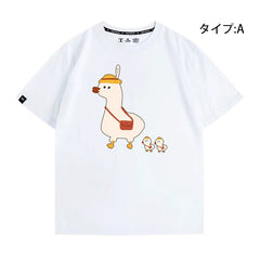 可愛いキャラ LUCKY DUCK アヒルさんトップス ユニセックス 半袖Ｔシャツ