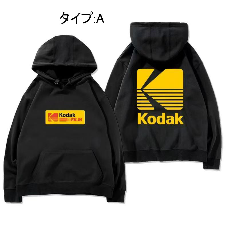 カメラマンシリーズ トップス Kodakプリント ユニセックス 長袖 パーカー