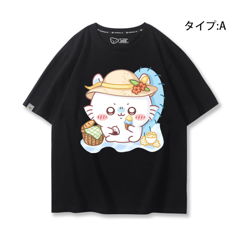 可愛いキャラ ゆるかわ トップス ピク楽しいひととき ユニセックス 半袖Ｔシャツ