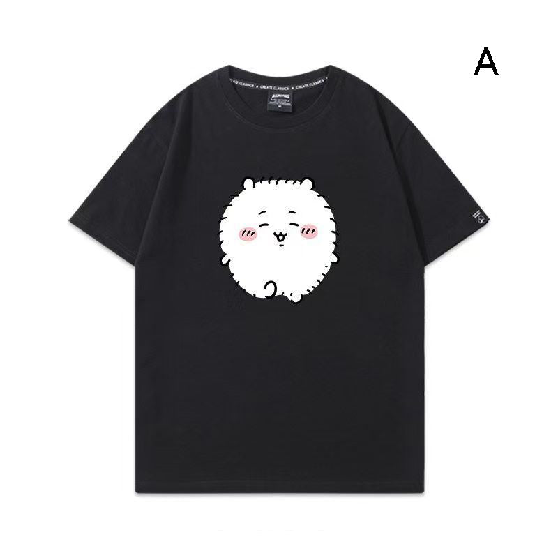 可愛いキャラ ゆるかわ トップス 毛が逆立った表情 ユニセックス 半袖Ｔシャツ