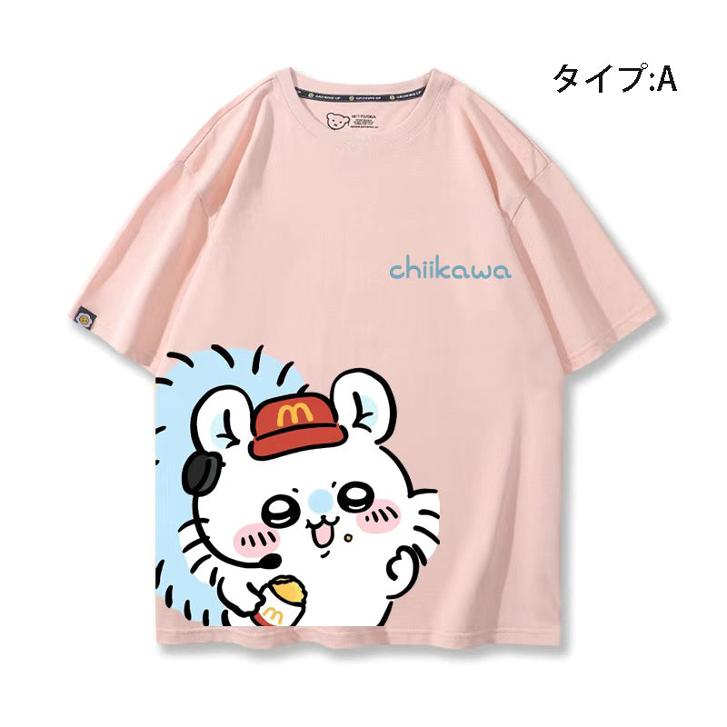 可愛いキャラ ゆるかわ トップス  アルバイト ユニセックス 半袖Ｔシャツ