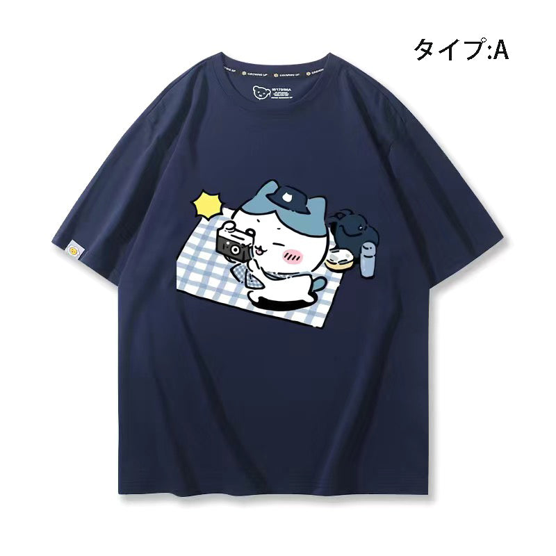 可愛いキャラ ゆるかわ トップス ピクニック ユニセックス 半袖Ｔシャツ