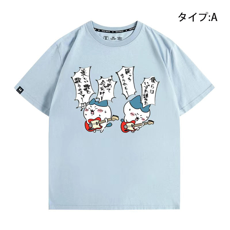 可愛いキャラ ゆるかわ トップス ギタリスト ユニセックス 半袖Ｔシャツ