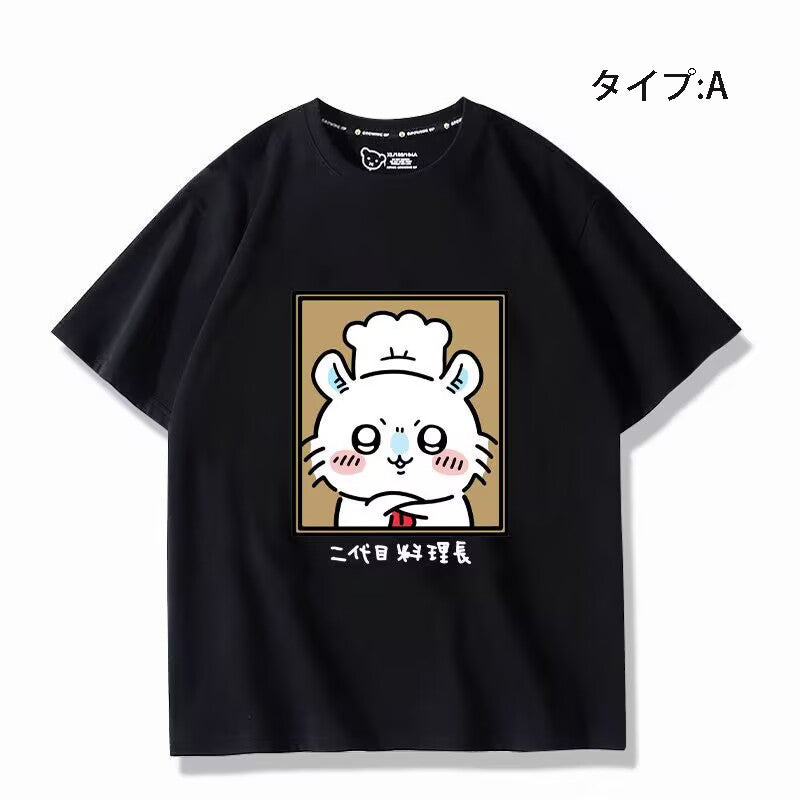 可愛いキャラ ゆるかわ トップス 初代と二代目料理長 ユニセックス 半袖Ｔシャツ