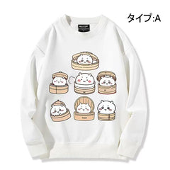 可愛いキャラ ゆるかわ トップス 美味しいもの ユニセックス 長袖 スウェット