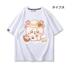 可愛いキャラ ゆるかわ トップス ピクニックのひととき ユニセックス 半袖Ｔシャツ