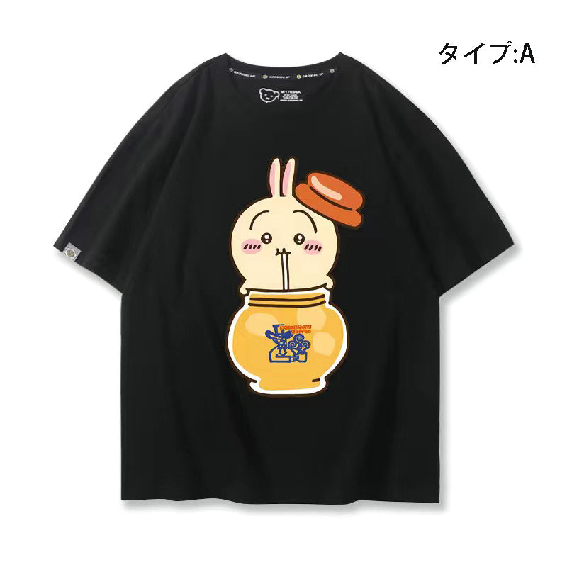 可愛いキャラ ゆるかわ トップス 美食 ユニセックス 半袖Ｔシャツ