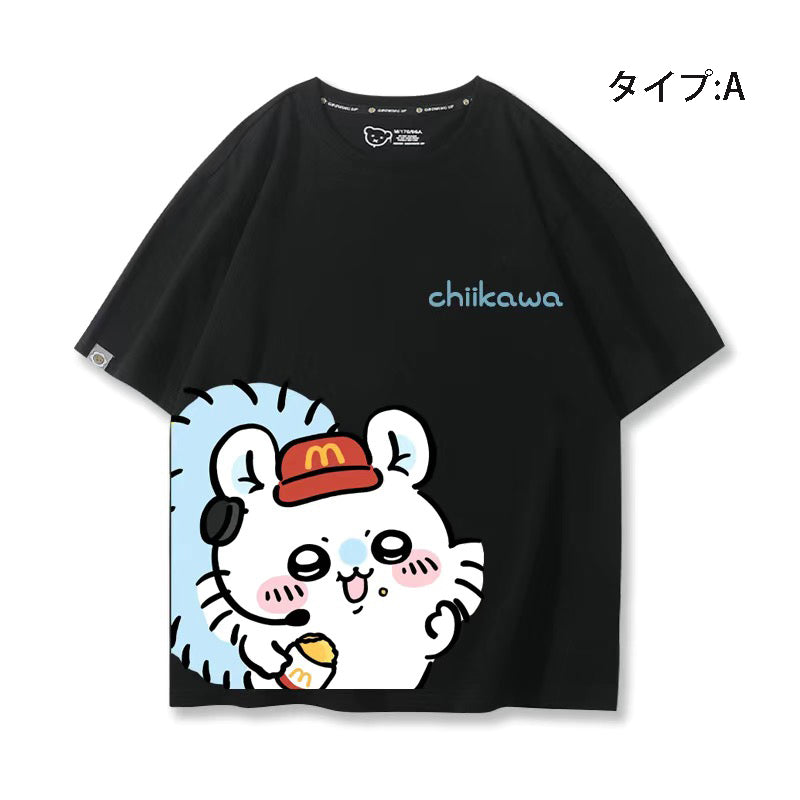 可愛いキャラ ゆるかわ トップス  アルバイト ユニセックス 半袖Ｔシャツ
