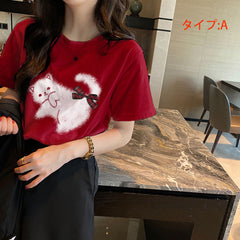 半袖 キュート動物 Tシャツ レディース トップス