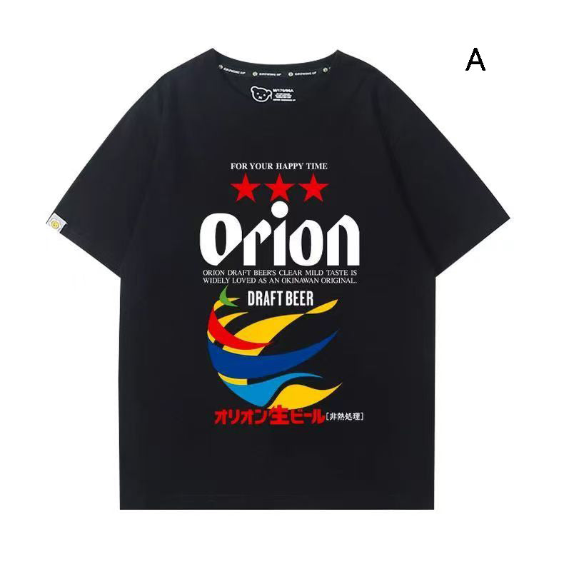 ビールモチーフ グラフィック トップス 生ビール ユニセックス 半袖Ｔシャツ