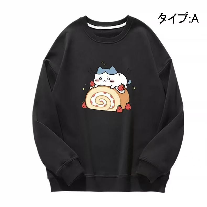 可愛いキャラ ゆるかわ トップス 美味しいケーキ ユニセックス 長袖 スウェット