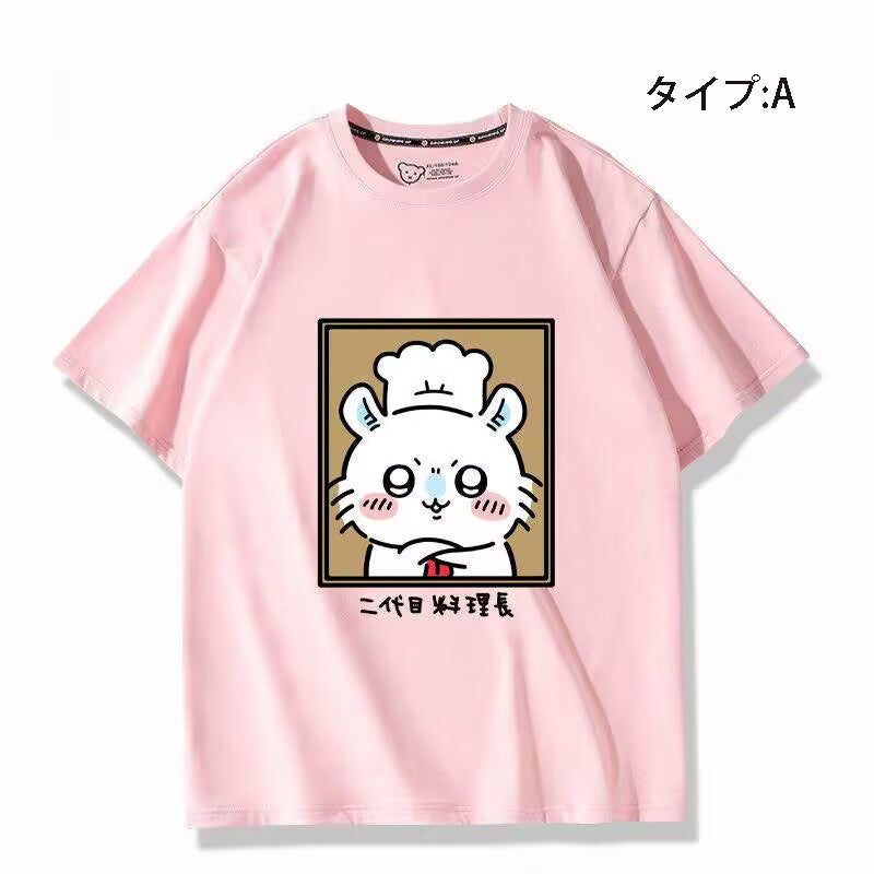 可愛いキャラ ゆるかわ トップス 初代と二代目料理長 ユニセックス 半袖Ｔシャツ