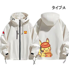 可愛いキャラ ゆるかわ ジャケット マクドの店員 防風 防寒 ユニセックス プリント カジュアル アウター