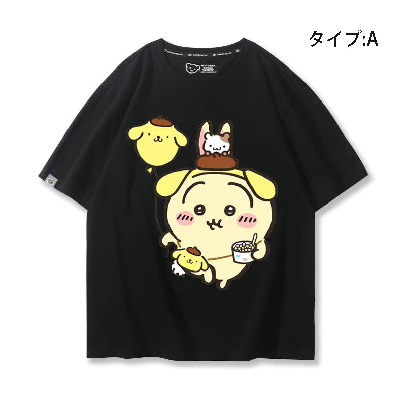 可愛いキャラ ゆるかわ トップス 可愛いショルダーバッグ ユニセックス 半袖Ｔシャツ