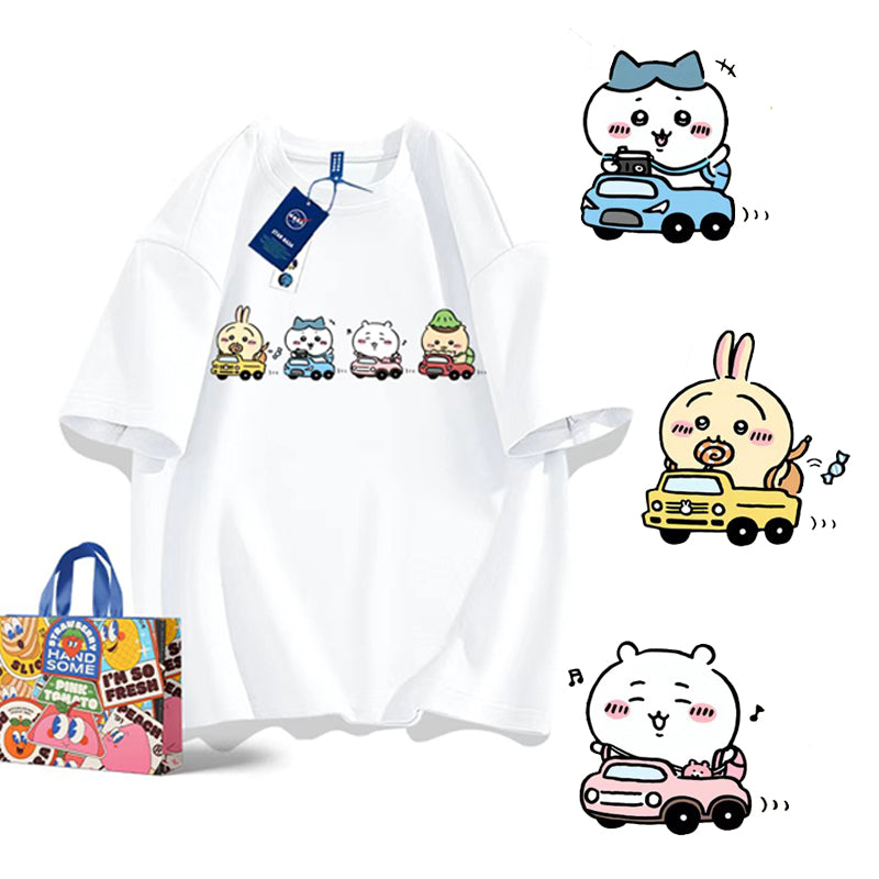 可愛いキャラ ゆるかわ トップス 新米運転手 ユニセックス 半袖Ｔシャツ