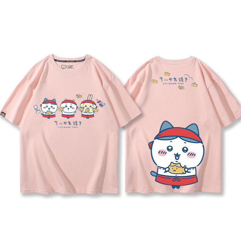 可愛いキャラ ゆるかわ トップス 鯛焼き ユニセックス 半袖Ｔシャツ