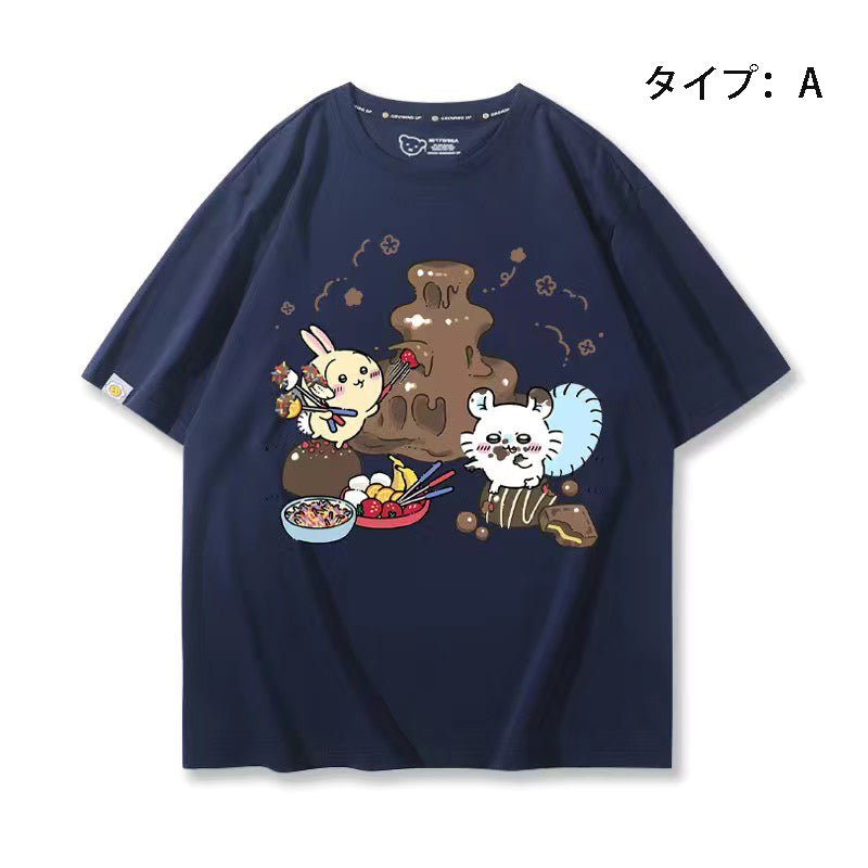可愛いキャラ ゆるかわ トップス 日常 ユニセックス 半袖Ｔシャツ