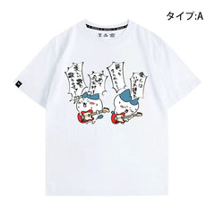 可愛いキャラ ゆるかわ トップス ギタリスト ユニセックス 半袖Ｔシャツ