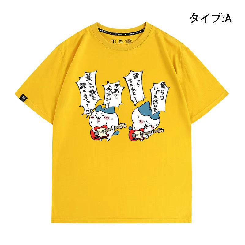 可愛いキャラ ゆるかわ トップス ギタリスト ユニセックス 半袖Ｔシャツ