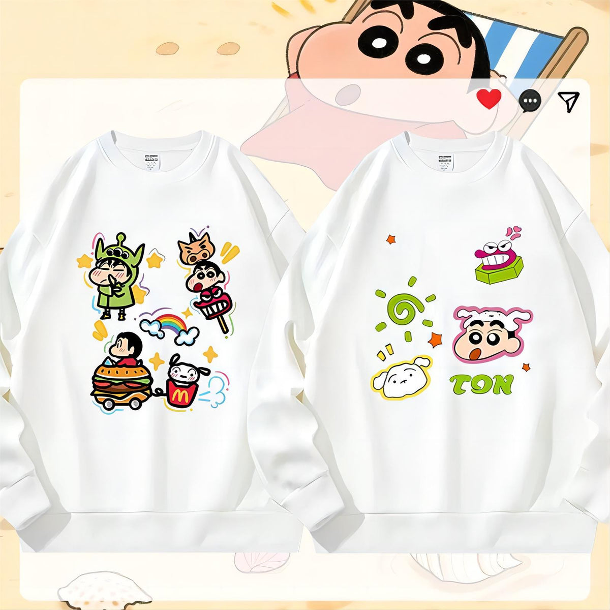 キャラクター トップス しんちゃん ユニセックス 長袖 スウェット